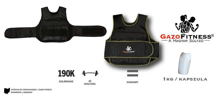 GazoFitness® Állítható Súlymellény 15 Kg (Keki) – fő jellemzők, magyar gyártás (GazoFitness®, Újfehértó)