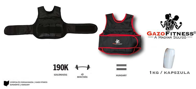 GazoFitness® Állítható Súlymellény 15 Kg (Piros) – fő jellemzők, magyar gyártás (GazoFitness®, Újfehértó)