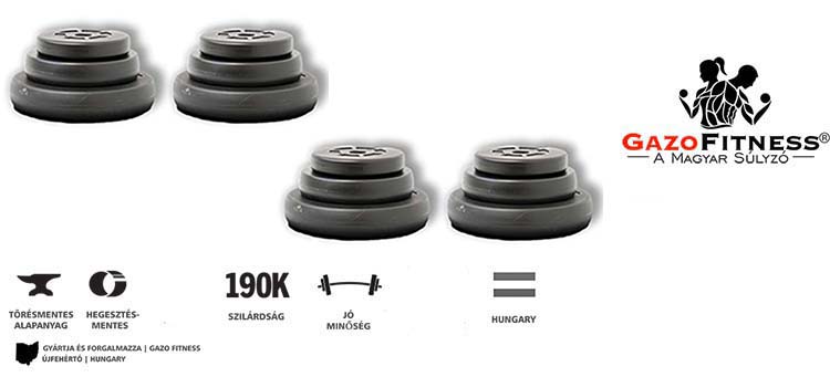 GazoFitness® Súlytárcsa Csomag  2x17,5 Kg (Össz:35 Kg) – fő jellemzők, magyar gyártás (GazoFitness®, Újfehértó)