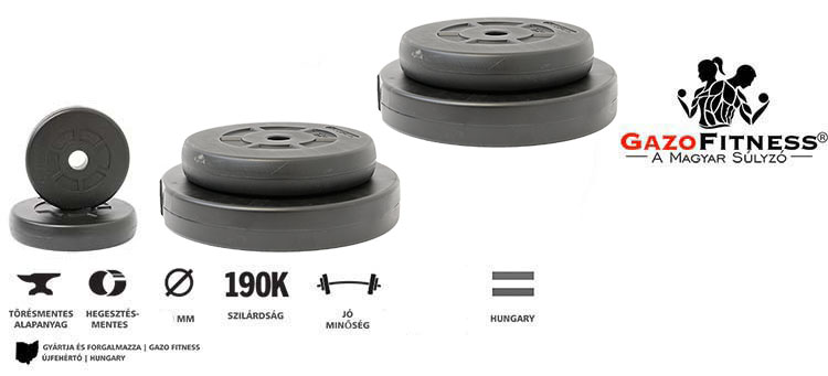 GazoFitness® Súlytárcsa Csomag  30 Kg – fő jellemzők, magyar gyártás (GazoFitness®, Újfehértó)