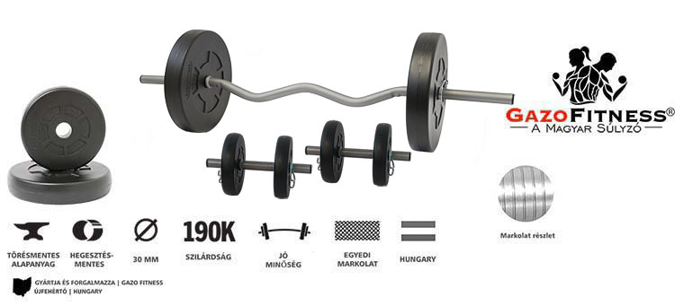 GazoFitness® Hardcore Szett Francia Rudas 35 Kg – fő jellemzők, magyar gyártás (GazoFitness®, Újfehértó)