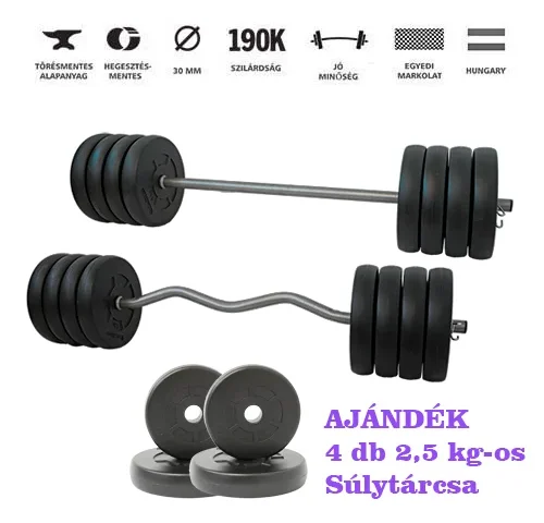GazoFitness® Kétkezes Súlyzócsomag 89 Kg (ajándék 4 db 2,5 kg-os súlytárcsa)