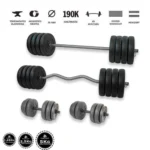 Gazo Fitness hardcore súlyzós csomag 112 kg kétkezes rúddal, francia rúddal és 1 pár kézi súlyzóval, 2,5 és 5 kg-os tárcsákkal