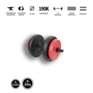 GazoFitness® Kézi Súlyzó 1x16,5Kg(Össz:16,5Kg.)Fekete,Piros