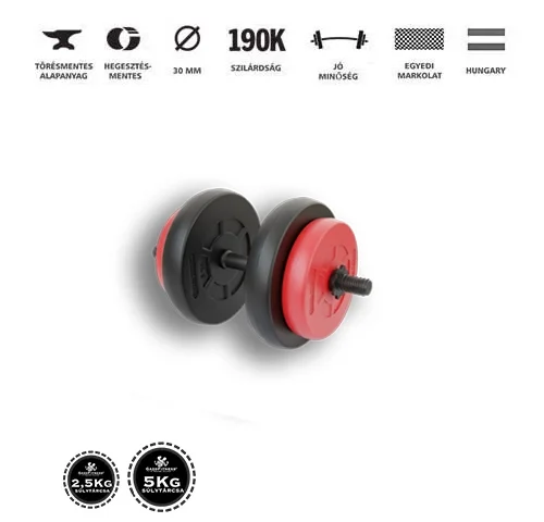 GazoFitness® Kézi Súlyzó 1x16,5Kg(Össz:16,5Kg.)Fekete,Piros