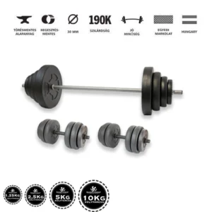 GazoFitness® Hardcore Készlet 67,5 kg (Menetes kézisúlyzórúddal)