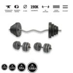 Gazo Fitness hardcore súlyzókészlet 67,5 kg, francia rúddal és kézi súlyzó párral otthoni edzéshez