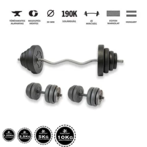 Gazo Fitness hardcore súlyzókészlet 67,5 kg, francia rúddal és kézi súlyzó párral otthoni edzéshez