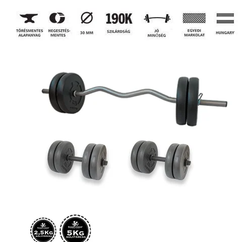 45 kg francia rudas súlyzószett GazoFitness Hardcore edzéshez kézisúlyzórúddal