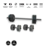 Gazo Fitness hardcore súlyzókészlet 45 kg, 120 cm-es kétkezes rúddal, kézi súlyzó párral és súlytárcsákkal