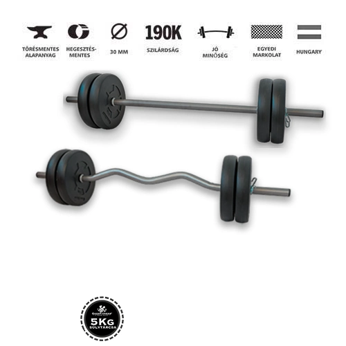 Gazo Fitness hardcore csomag 45 kg – kétkezes rúd, francia rúd és súlytárcsák azo Fitness hardcore súlyzós csomag 45 kg kétkezes rúddal, francia rúddal és 5 kg-os súlytárcsákkal
