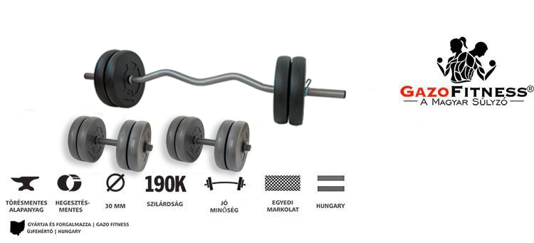 45 kg francia rudas súlyzószett GazoFitness Hardcore edzéshez