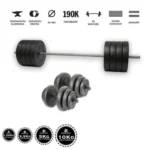 Gazo Fitness kézi súlyzók – egy kétkezes és két egykezes súlyzó modern kialakításban.