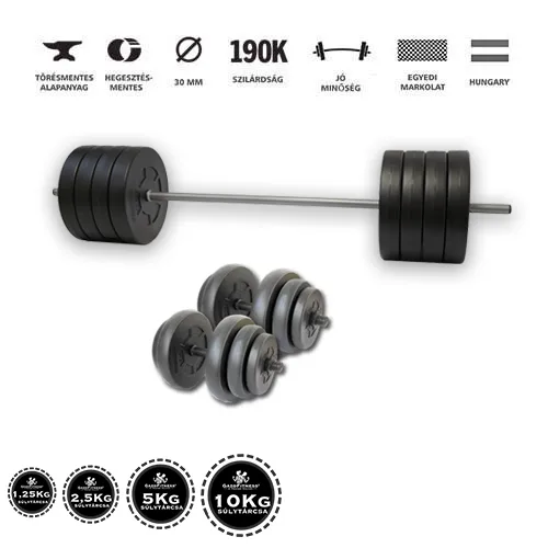 Gazo Fitness kézi súlyzók – egy kétkezes és két egykezes súlyzó modern kialakításban.