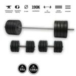 GazoFitness Hardcore 151 kg súlyzókészlet – egykezes és kétkezes súlyzókkal.