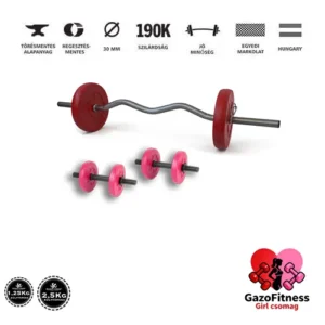 Gazo Fitness Girl 15 kg súlyzókészlet – egykezes és kétkezes súlyzókkal.