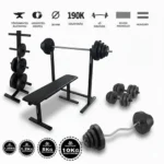 Fitness edzőpad állvány kétkezes és egykezes súlyzókhoz, tárcatartóval, otthoni fitness használatra