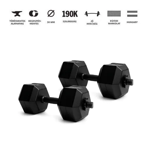 GazoFitness hexagon kézi súlyzó pár, egyenként 9,5 kg