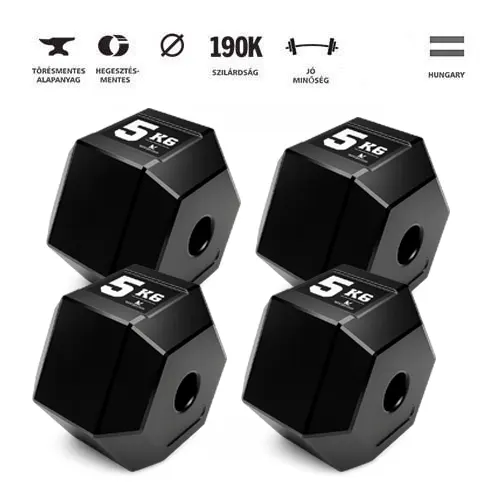 GazoFitness® Hexagon Súlytárcsa 4x5 kg (össz:20 kg)
