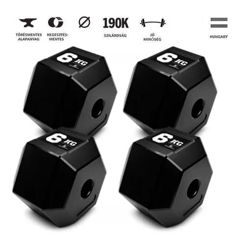 GazoFitness® Hexagon Súlytárcsa 4x6 kg (össz:24 kg)