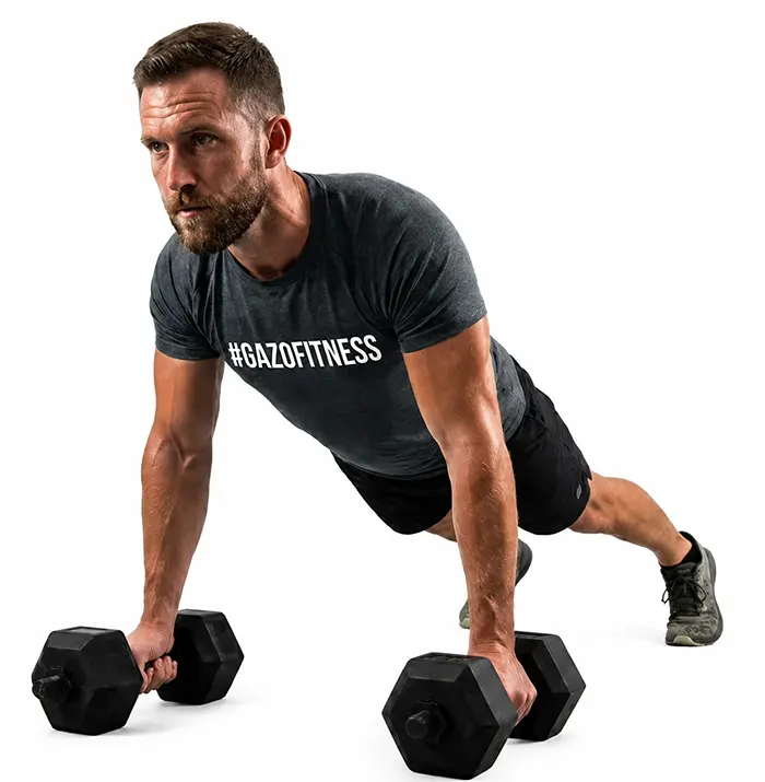 GazoFitness hexagon súlytárcsa fekvőtámasz edzés közben