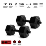 GazoFitness® Állítható Hexagon Kézi Súlyzó Szett – 2×7,5 kg / 2×9,5 kg / 2×11,5 kg (Összesen: 48 kg)