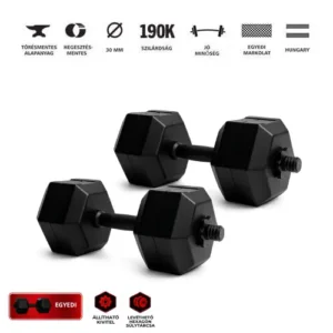 GazoFitness® Állítható Hexagon Kézi Súlyzó Szett – 2×7,5 kg / 2×9,5 kg / 2×11,5 kg (Összesen: 48 kg)