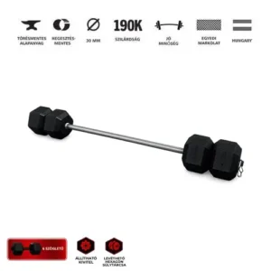 GazoFitness® Hatszögletű súlyzókészlet kétkezes rúddal –